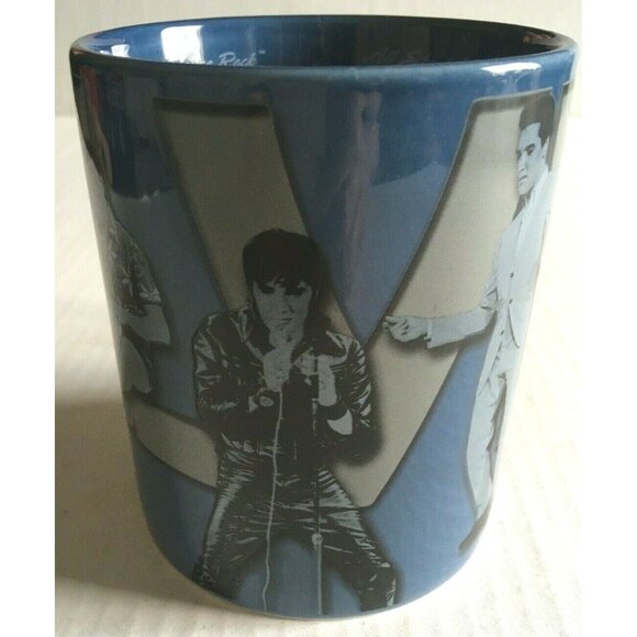 Elvis Presley Coffee Mug Vandor 2002 Registered Trademark Blue 16 Oz - Picture 2 of 6